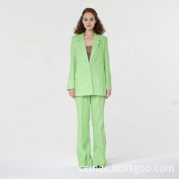 Green 50% Linen and 50% Cotton Women's Suits